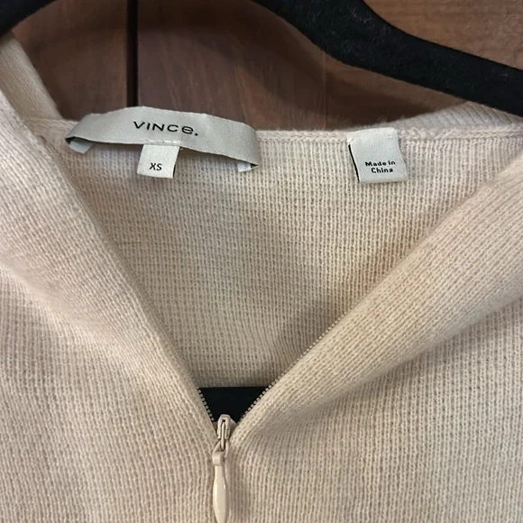 Vince Wool Blend Hooded Quarter Zip